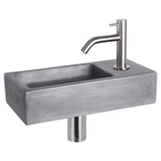 Differnz Ravo fonteinset beton donkergrijs - kraan gebogen - 38.5 x 18.5 x 9 cm - mat chroom - Mozaiektegel.com