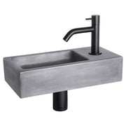 Differnz Ravo fonteinset beton donkergrijs - kraan gebogen - 38.5 x 18.5 x 9 cm - mat zwart - Mozaiektegel.com
