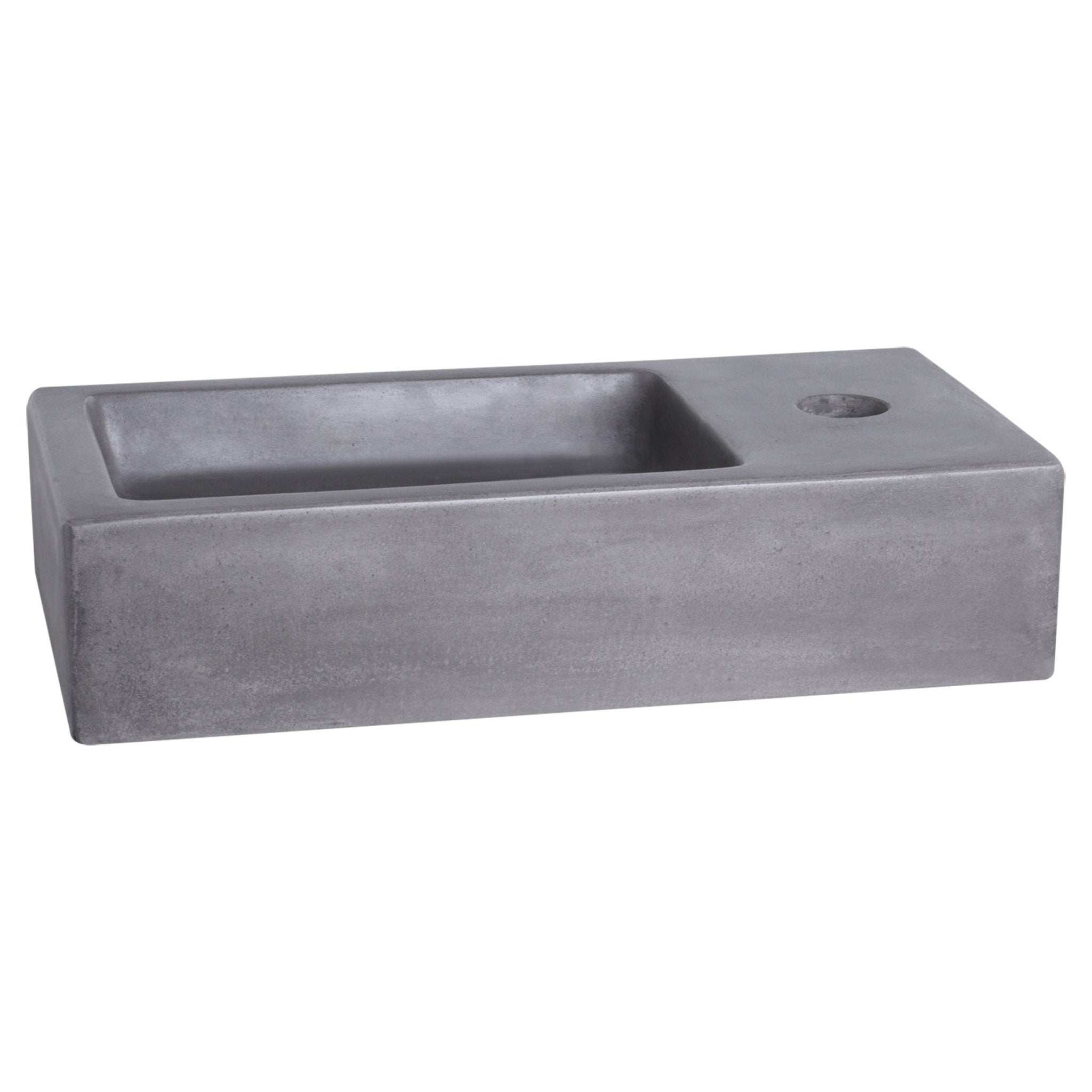 Differnz Ravo fonteinset beton donkergrijs - kraan gebogen - met handdoekrek - 38.5 x 18.5 x 9 cm - mat zwart - Mozaiektegel.com