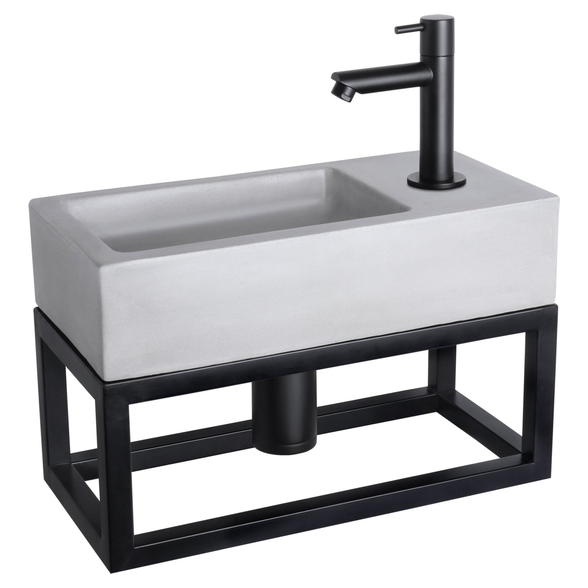 Differnz Ravo fonteinset beton donkergrijs - kraan gebogen - met handdoekrek - 38.5 x 18.5 x 9 cm - rood koper (kopie) - Mozaiektegel.com