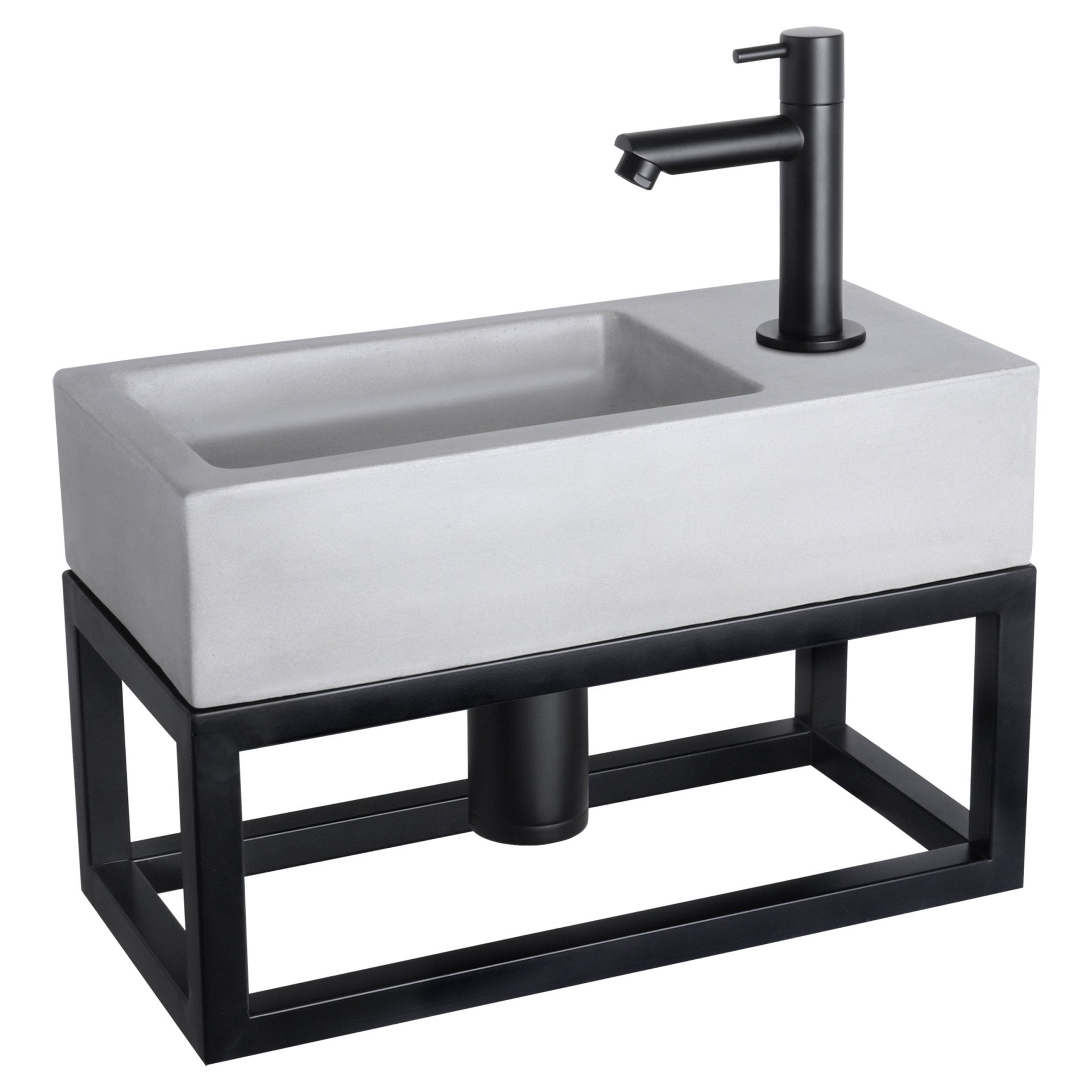 Differnz Ravo fonteinset beton donkergrijs - kraan gebogen - met handdoekrek - 38.5 x 18.5 x 9 cm - rood koper (kopie) - Mozaiektegel.com