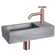 Differnz Ravo fonteinset beton donkergrijs - kraan kruis - 38.5 x 18.5 x 9 cm - rood koper - Mozaiektegel.com