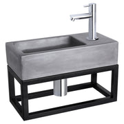 Differnz Ravo fonteinset beton donkergrijs - kraan recht - met handdoekrek - 38.5 x 18.5 x 9 cm - chroom - Mozaiektegel.com