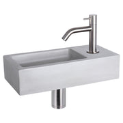 Differnz Ravo fonteinset beton lichtgrijs - kraan gebogen - 38.5 x 18.5 x 9 cm - mat chroom - Mozaiektegel.com