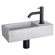 Differnz Ravo fonteinset beton lichtgrijs - kraan gebogen - 38.5 x 18.5 x 9 cm - mat zwart - Mozaiektegel.com