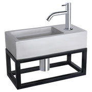 Differnz Ravo fonteinset beton lichtgrijs - kraan gebogen - met handdoekrek - 38.5 x 18.5 x 9 cm - chroom - Mozaiektegel.com