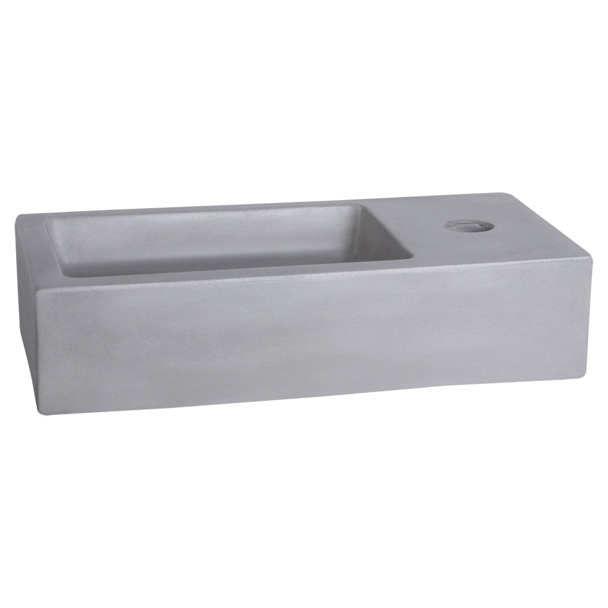 Differnz Ravo fonteinset beton lichtgrijs - kraan gebogen - met handdoekrek - 38.5 x 18.5 x 9 cm - mat goud - Mozaiektegel.com