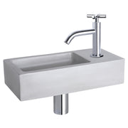 Differnz Ravo fonteinset beton lichtgrijs - kraan kruis - 38.5 x 18.5 x 9 cm - chroom - Mozaiektegel.com