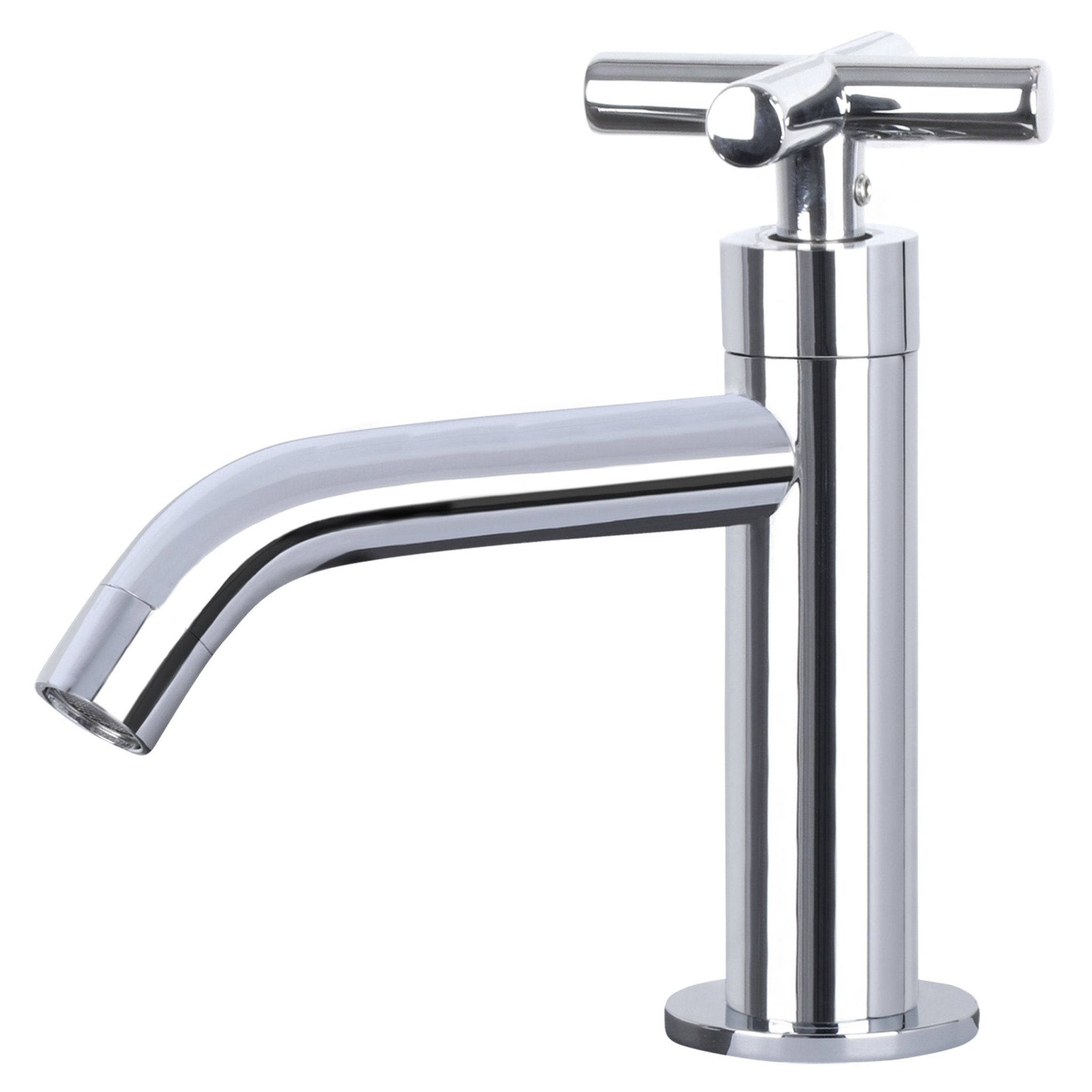 Differnz Ravo fonteinset beton lichtgrijs - kraan kruis - 38.5 x 18.5 x 9 cm - chroom - Mozaiektegel.com