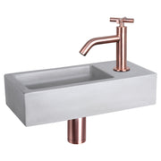 Differnz Ravo fonteinset beton lichtgrijs - kraan kruis - 38.5 x 18.5 x 9 cm - rood koper - Mozaiektegel.com