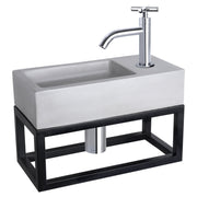 Differnz Ravo fonteinset beton lichtgrijs - kraan kruis - met handdoekrek - 38.5 x 18.5 x 9 cm - chroom - Mozaiektegel.com