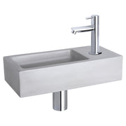 Differnz Ravo fonteinset beton lichtgrijs - kraan recht - 38.5 x 18.5 x 9 cm - chroom - Mozaiektegel.com