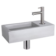 Differnz Ravo fonteinset beton lichtgrijs - kraan recht - 38.5 x 18.5 x 9 cm - mat chroom - Mozaiektegel.com