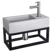 Differnz Ravo fonteinset beton lichtgrijs - kraan recht - met handdoekrek - 38.5 x 18.5 x 9 cm - mat chroom - Mozaiektegel.com