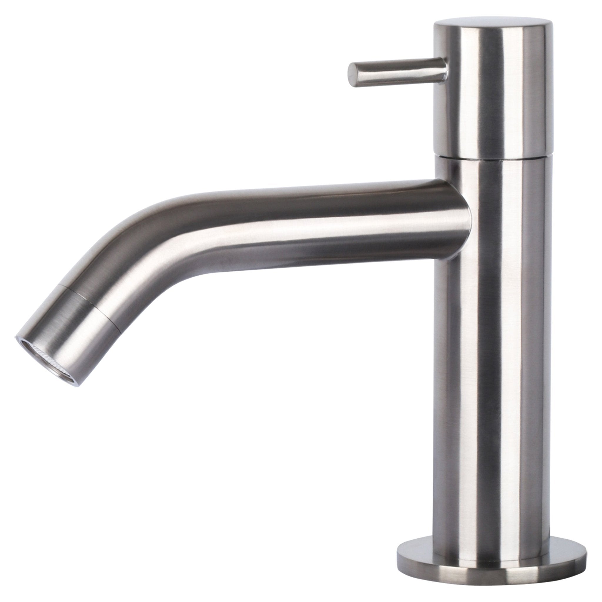 Differnz Ravo fonteinset keramiek - kraan gebogen - 38.5 x 18.5 x 9 cm - mat chroom - Mozaiektegel.com