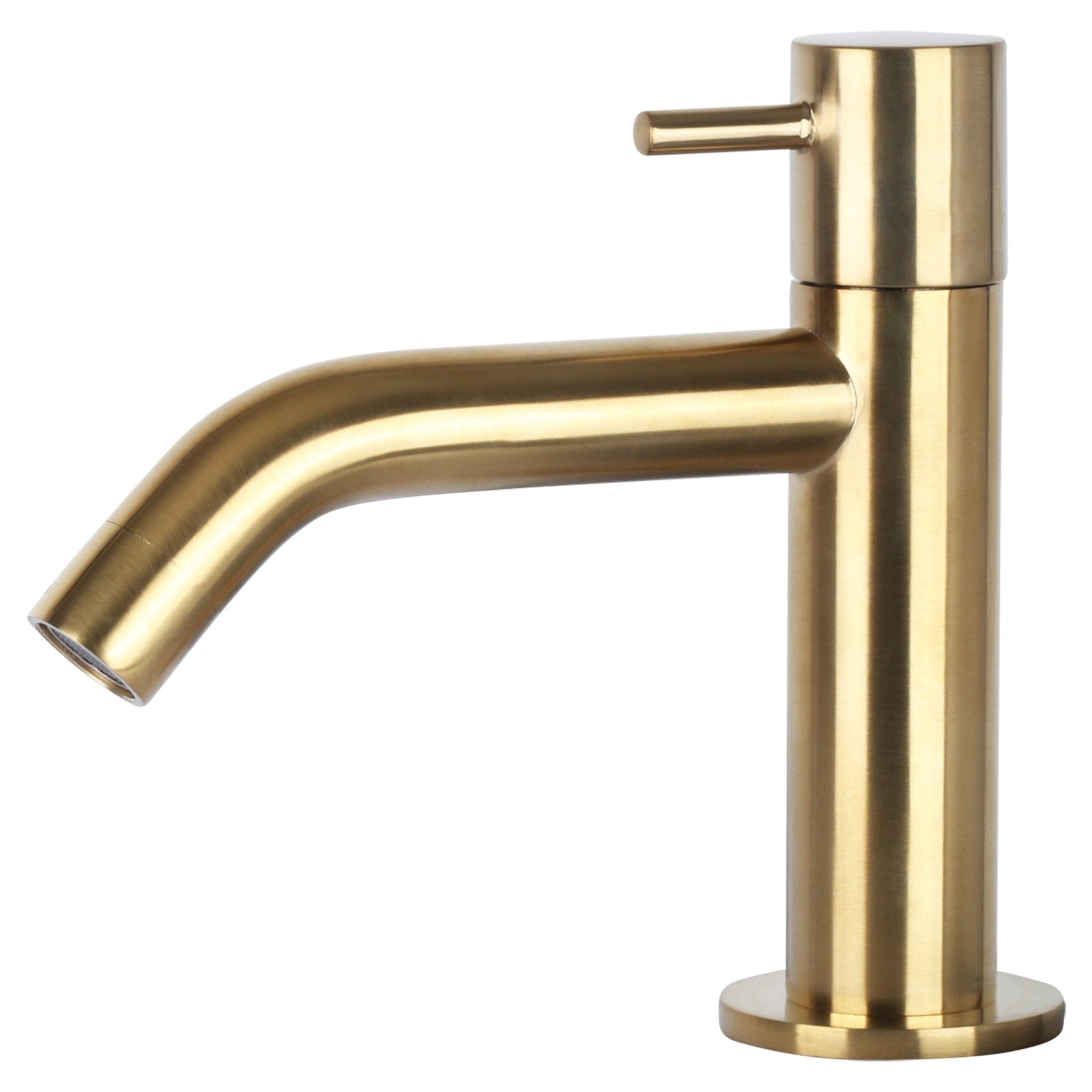 Differnz Ravo fonteinset keramiek - kraan gebogen - met handdoekrek - 38.5 x 18.5 x 9 cm - mat goud - Mozaiektegel.com