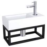 Differnz Ravo fonteinset keramiek - kraan gebogen - met handdoekrek - 38.5 x 18.5 x 9 cm - mat zwart (kopie) - Mozaiektegel.com