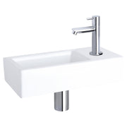 Differnz Ravo fonteinset keramiek - kraan recht - 38.5 x 18.5 x 9 cm - chroom - Mozaiektegel.com