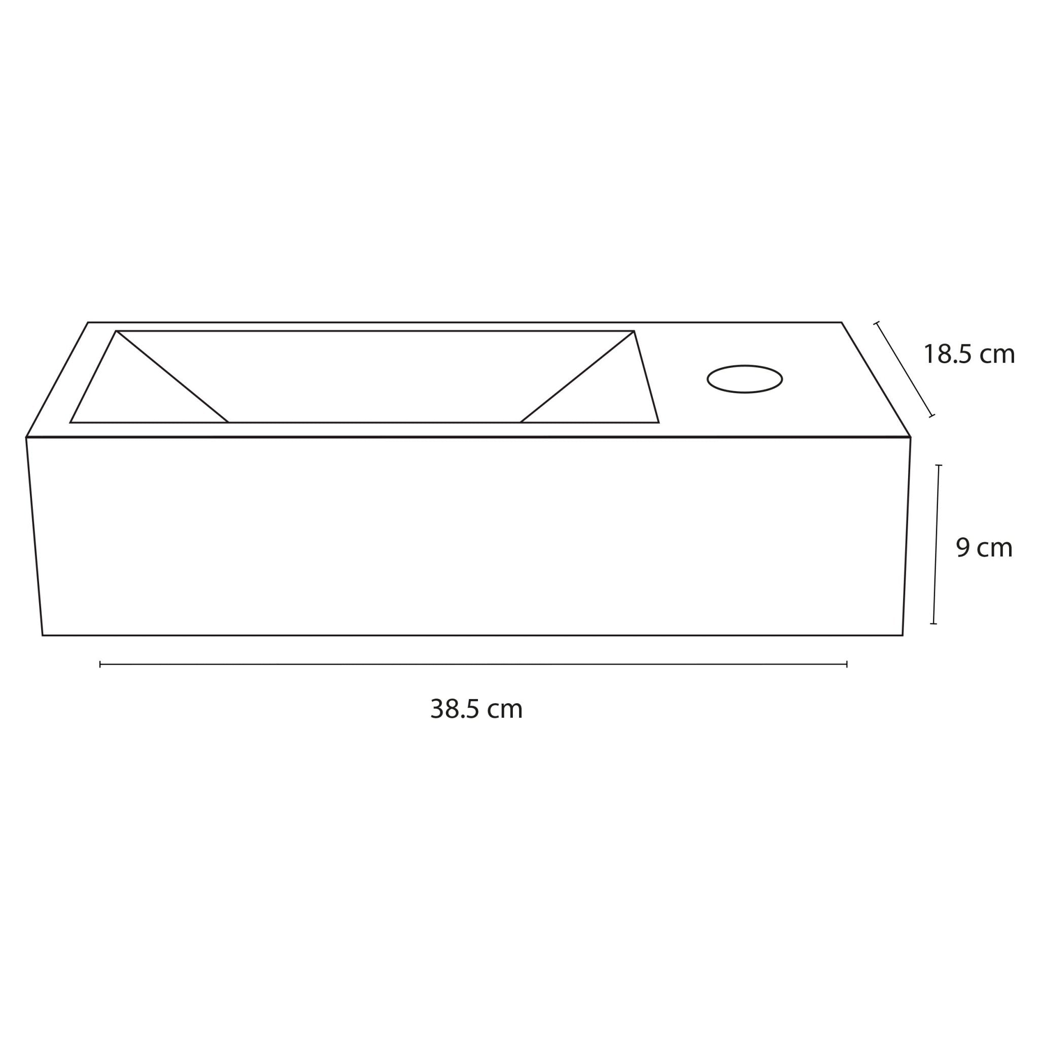 Differnz Ravo fonteinset keramiek - kraan recht - 38.5 x 18.5 x 9 cm - mat chroom - Mozaiektegel.com