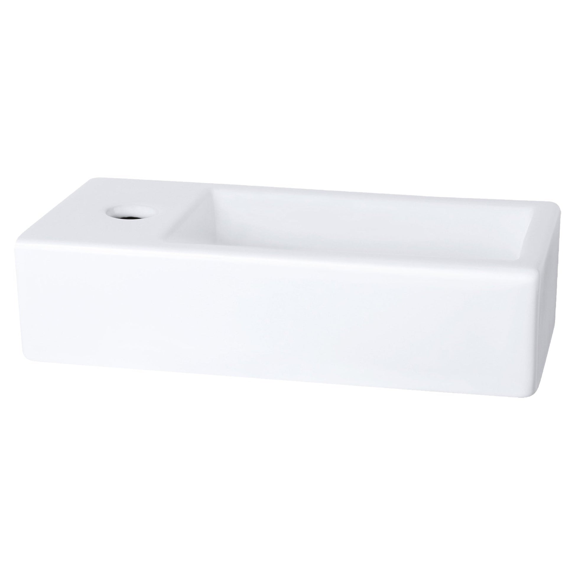 Differnz Ravo fonteinset links - keramiek - kraan recht - 38.5 x 18.5 x 9.5 cm - mat zwart - Mozaiektegel.com