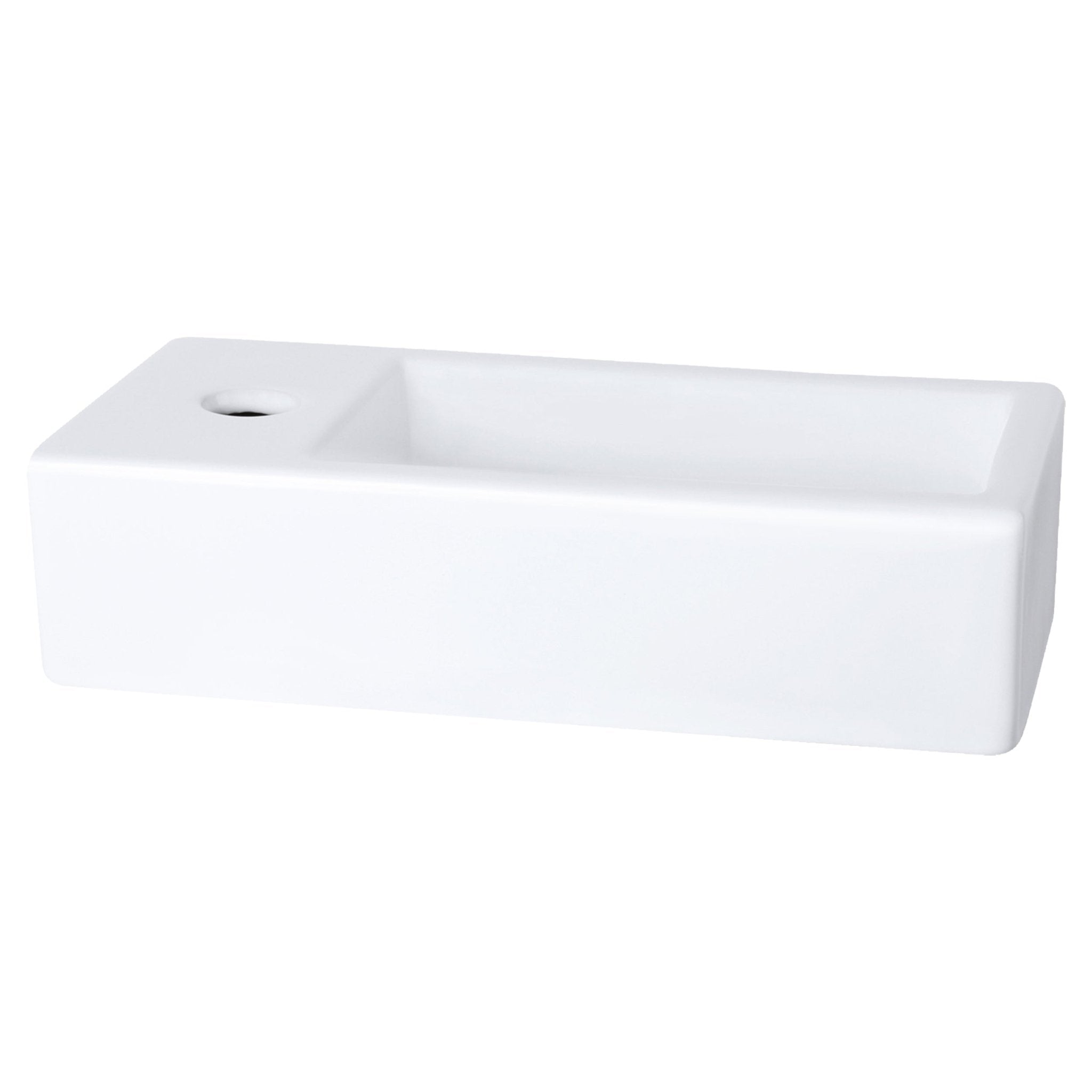 Differnz Ravo fonteinset links - keramiek - kraan recht - 38.5 x 18.5 x 9.5 cm - mat zwart - Mozaiektegel.com