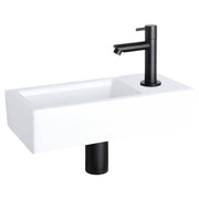 Differnz Ravo fonteinset rechts - keramiek - kraan recht - 38.5 x 18.5 x 9.5 cm - mat zwart - Mozaiektegel.com