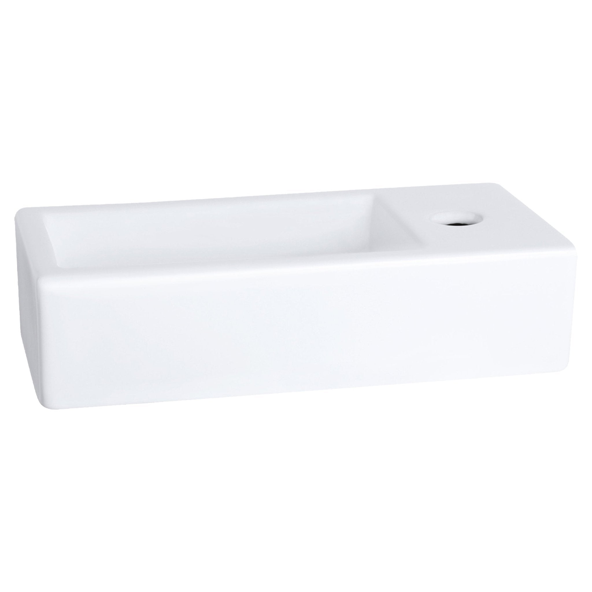 Differnz Ravo fonteinset rechts - keramiek - kraan recht - 38.5 x 18.5 x 9.5 cm - mat zwart - Mozaiektegel.com