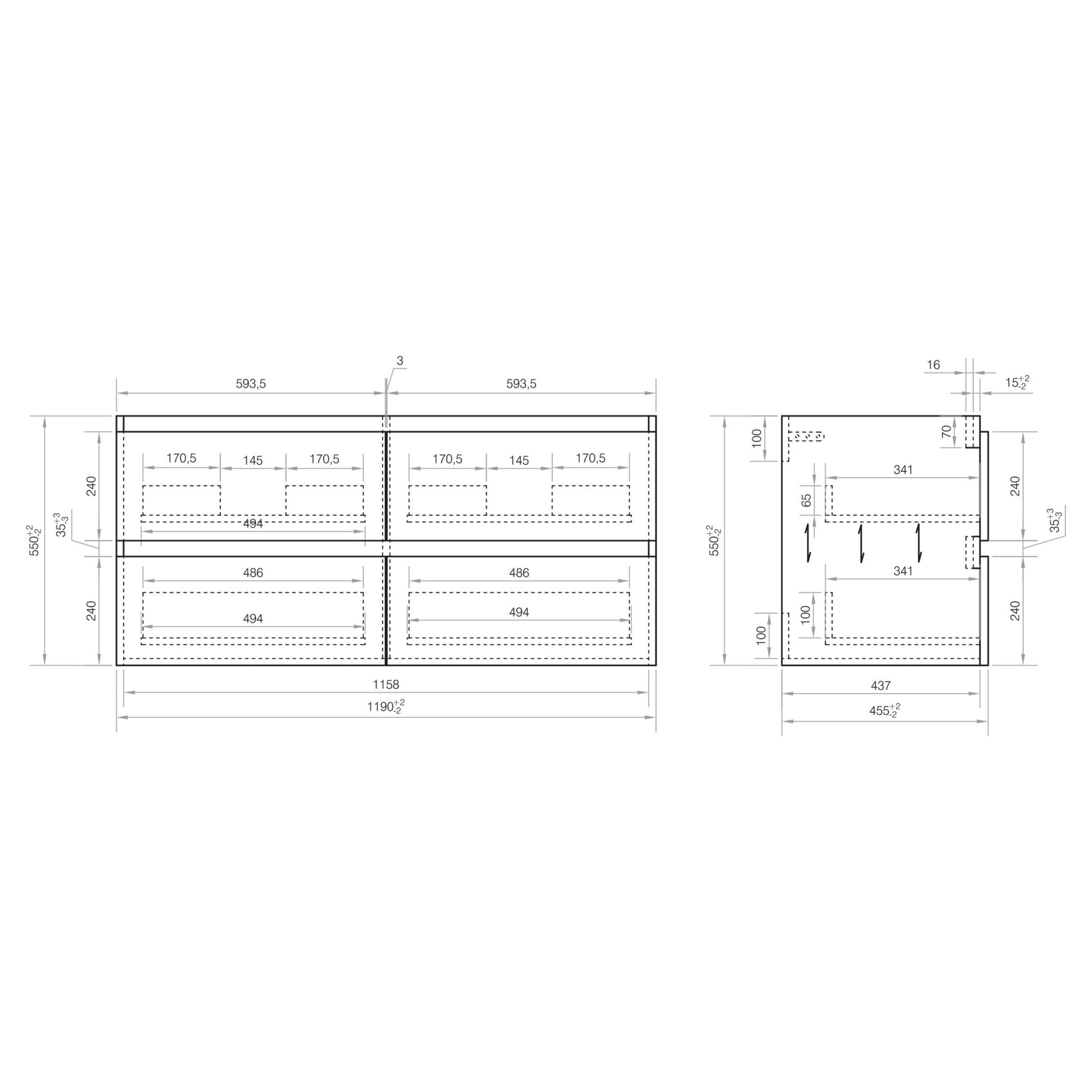 Differnz Reno onderkast FSC® | eiken | 120 cm - Mozaiektegel.com