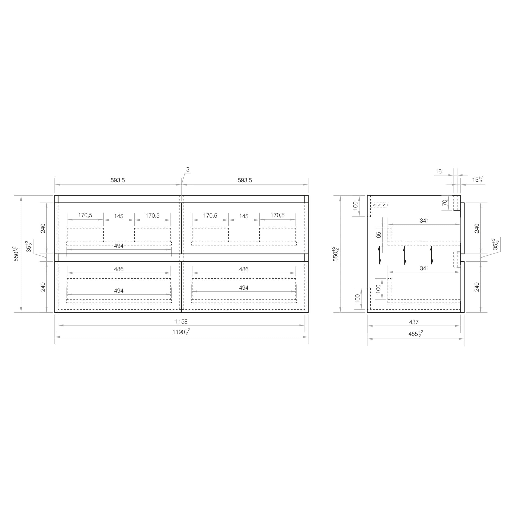 Differnz Reno onderkast FSC® | eiken | 120 cm - Mozaiektegel.com