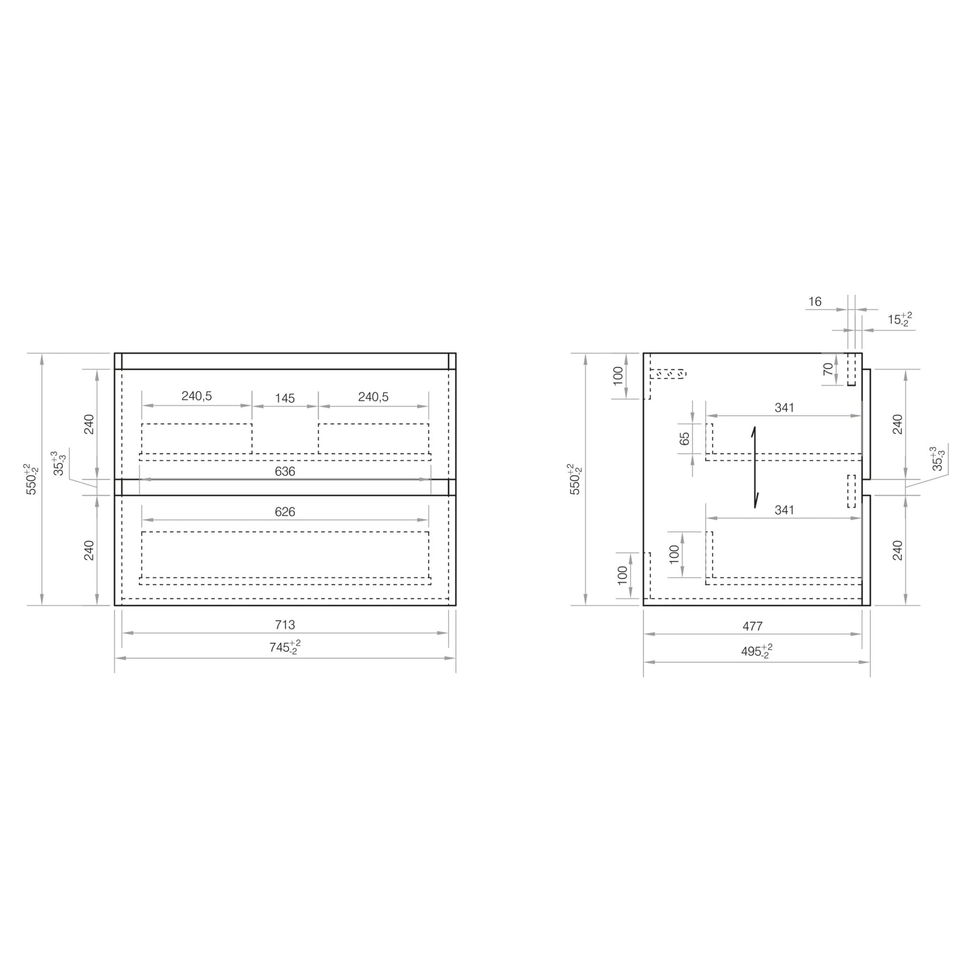 Differnz Reno onderkast FSC® | eiken | 75 cm - Mozaiektegel.com