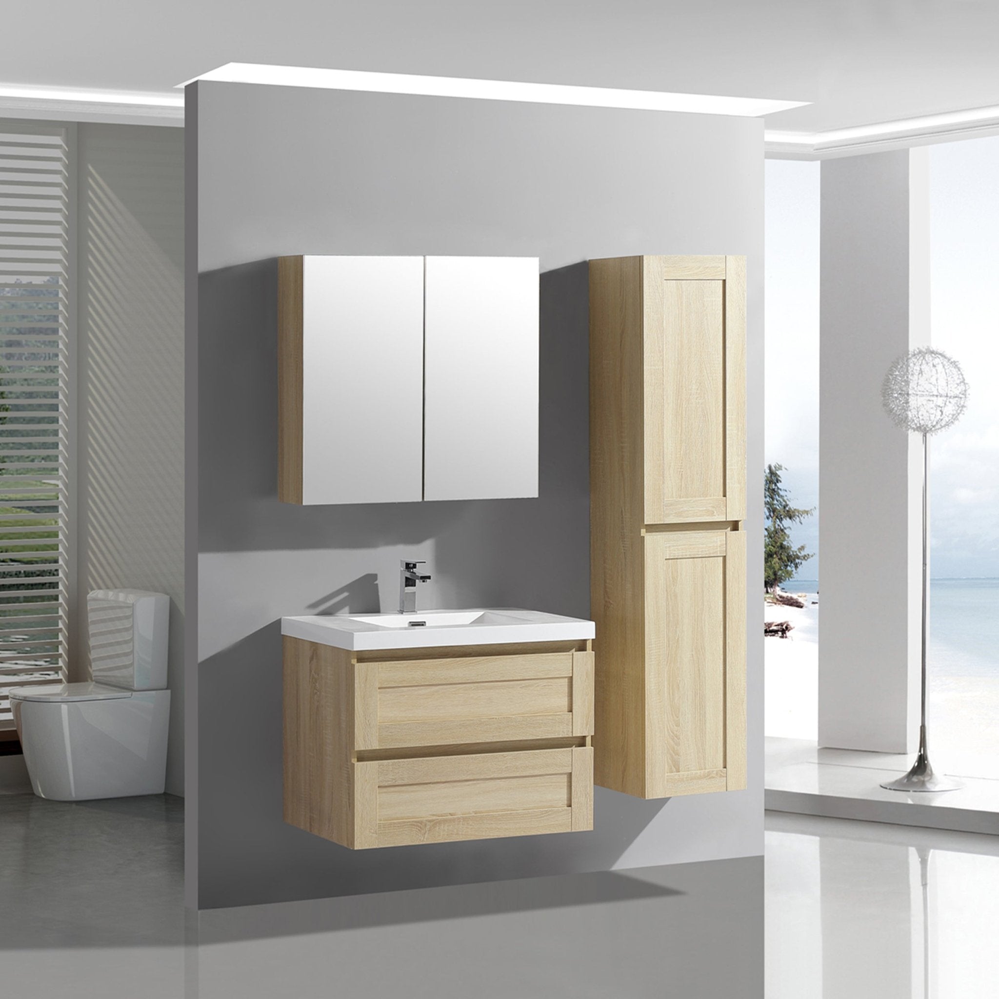 Differnz Reno spiegelkast FSC® | eiken | 75 x 70 x 18 cm - Mozaiektegel.com