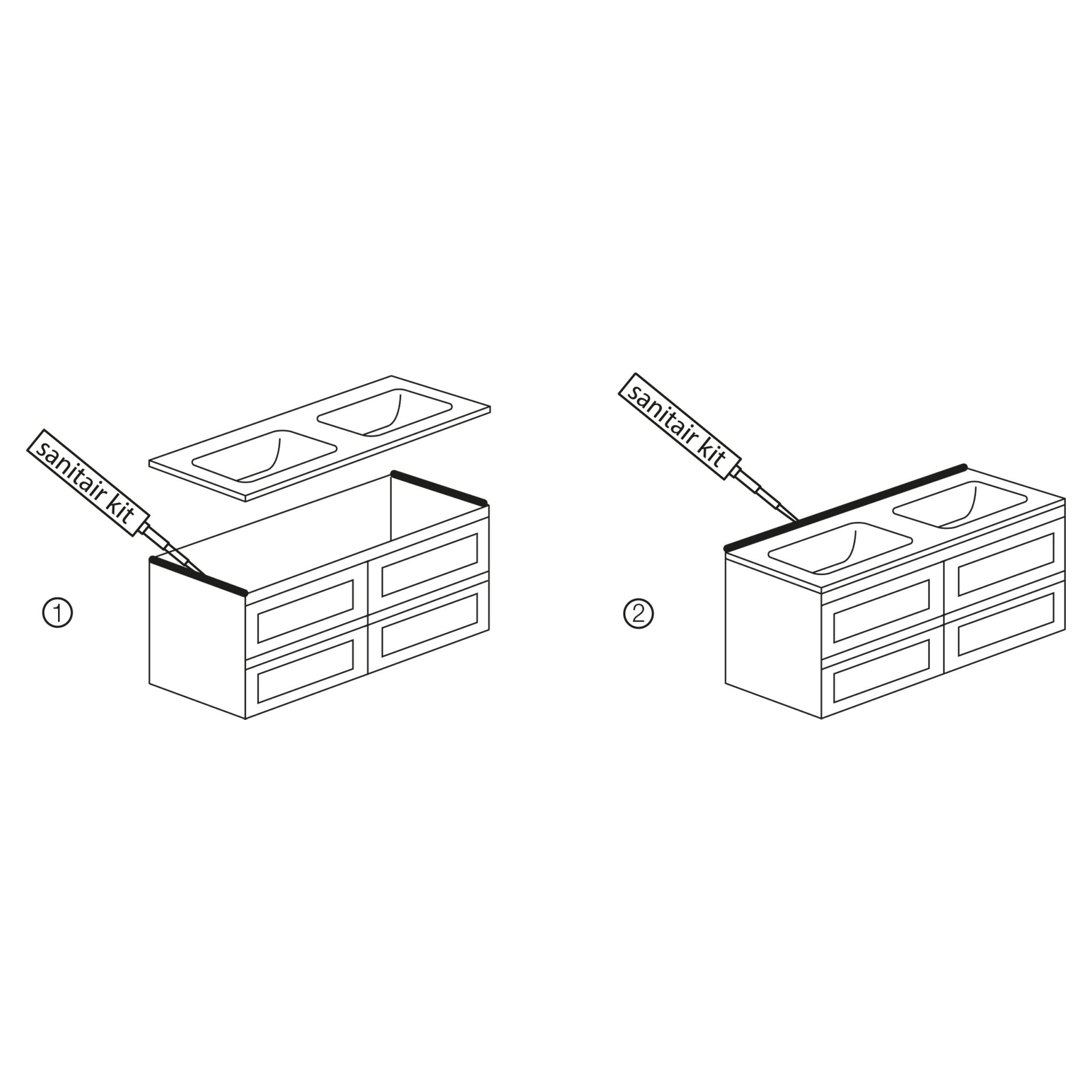 Differnz Reno wastafel 2 kraangaten | wit | 120 x 46 x 2 cm - Mozaiektegel.com
