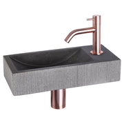 Differnz Ribble fonteinset bombai black - natuursteen - kraan gebogen - 38 x 18 x 8 cm - rood koper - Mozaiektegel.com