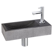 Differnz Ribble fonteinset bombai black - natuursteen - kraan recht - 38 x 18 x 8 cm - chroom - Mozaiektegel.com