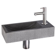 Differnz Ribble fonteinset bombai black - natuursteen - kraan recht - 38 x 18 x 8 cm - mat chroom - Mozaiektegel.com