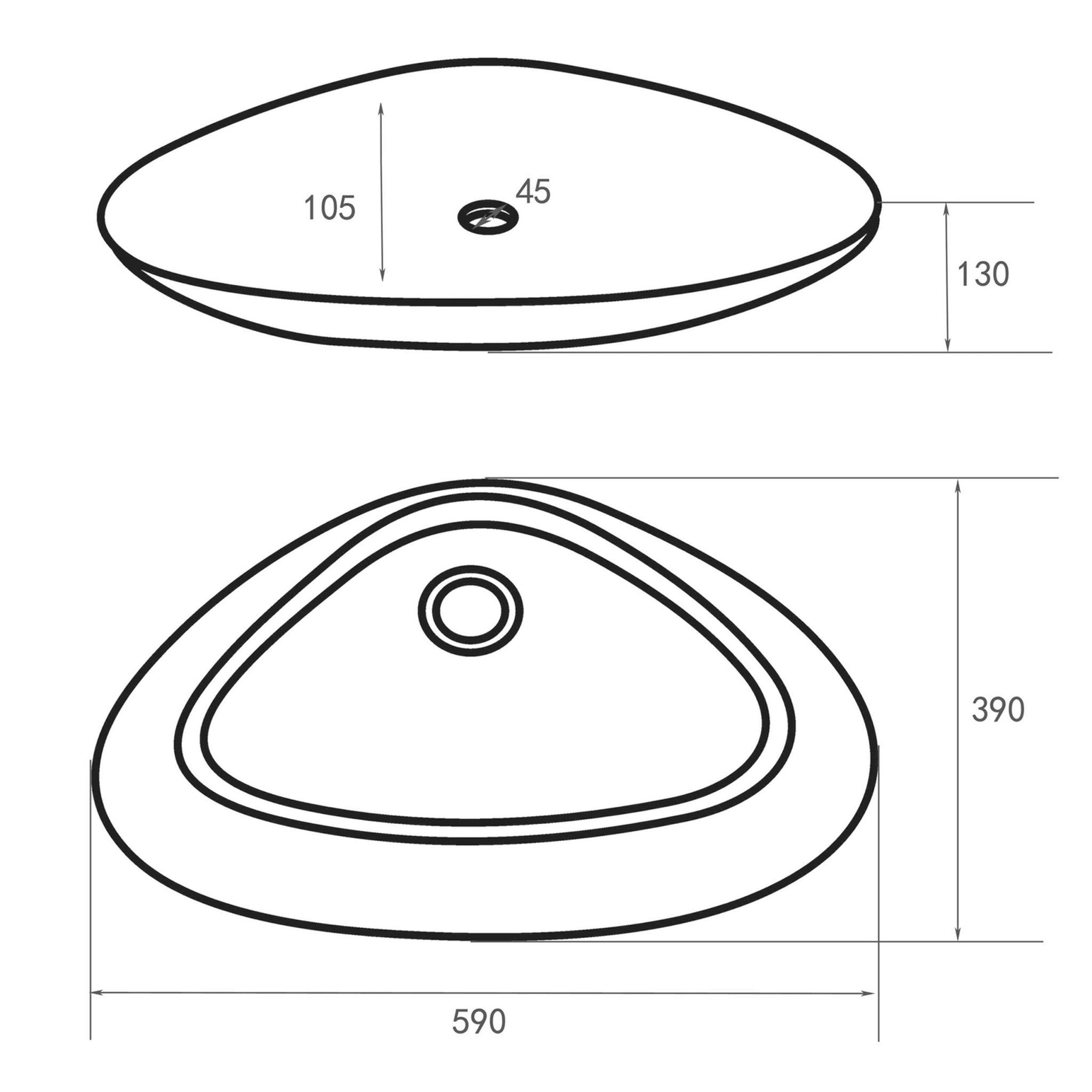 Differnz Rigi waskom keramiek | wit | 59 x 39 x 13 cm - Mozaiektegel.com