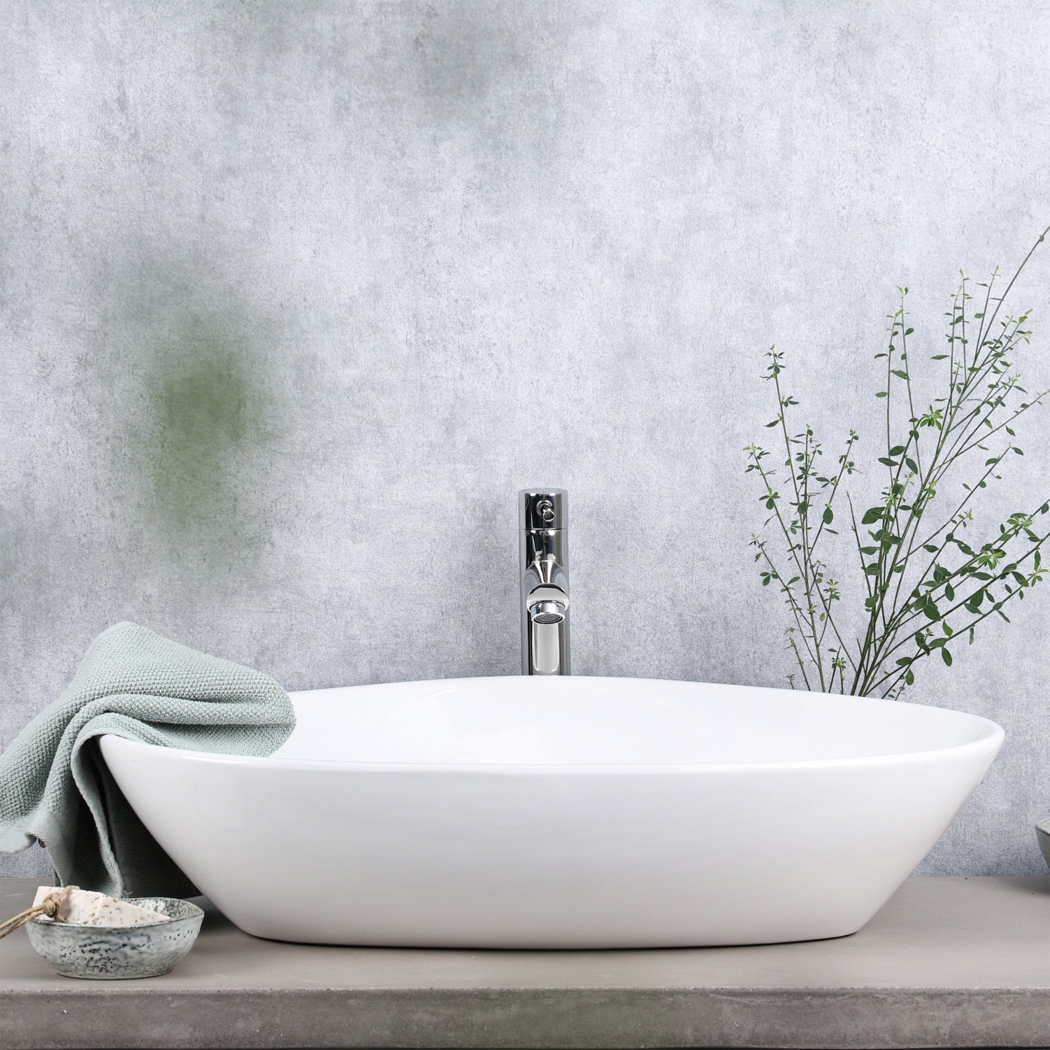 Differnz Rigi waskom keramiek | wit | 59 x 39 x 13 cm - Mozaiektegel.com