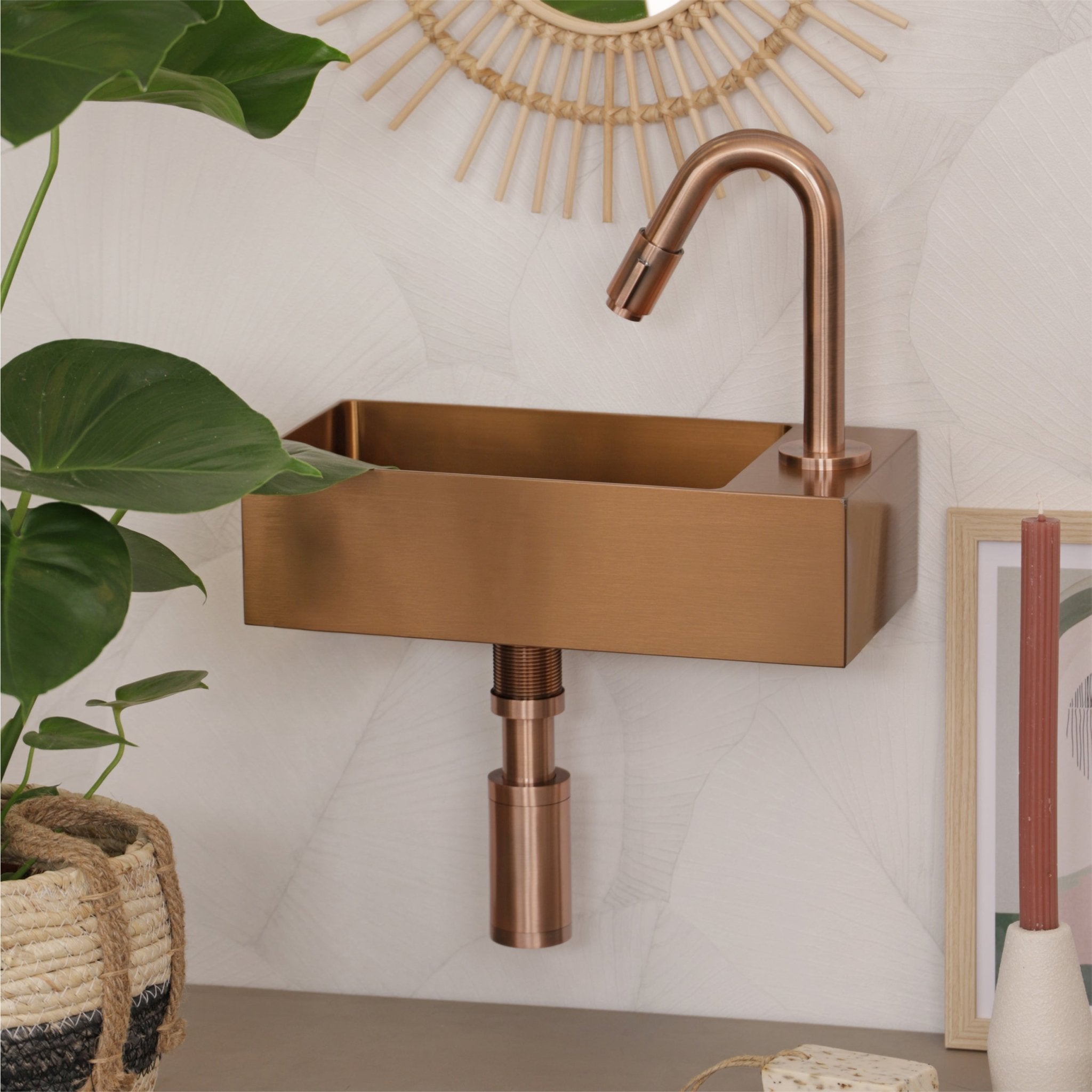 Differnz sifon | rood koper | 300mm - Mozaiektegel.com