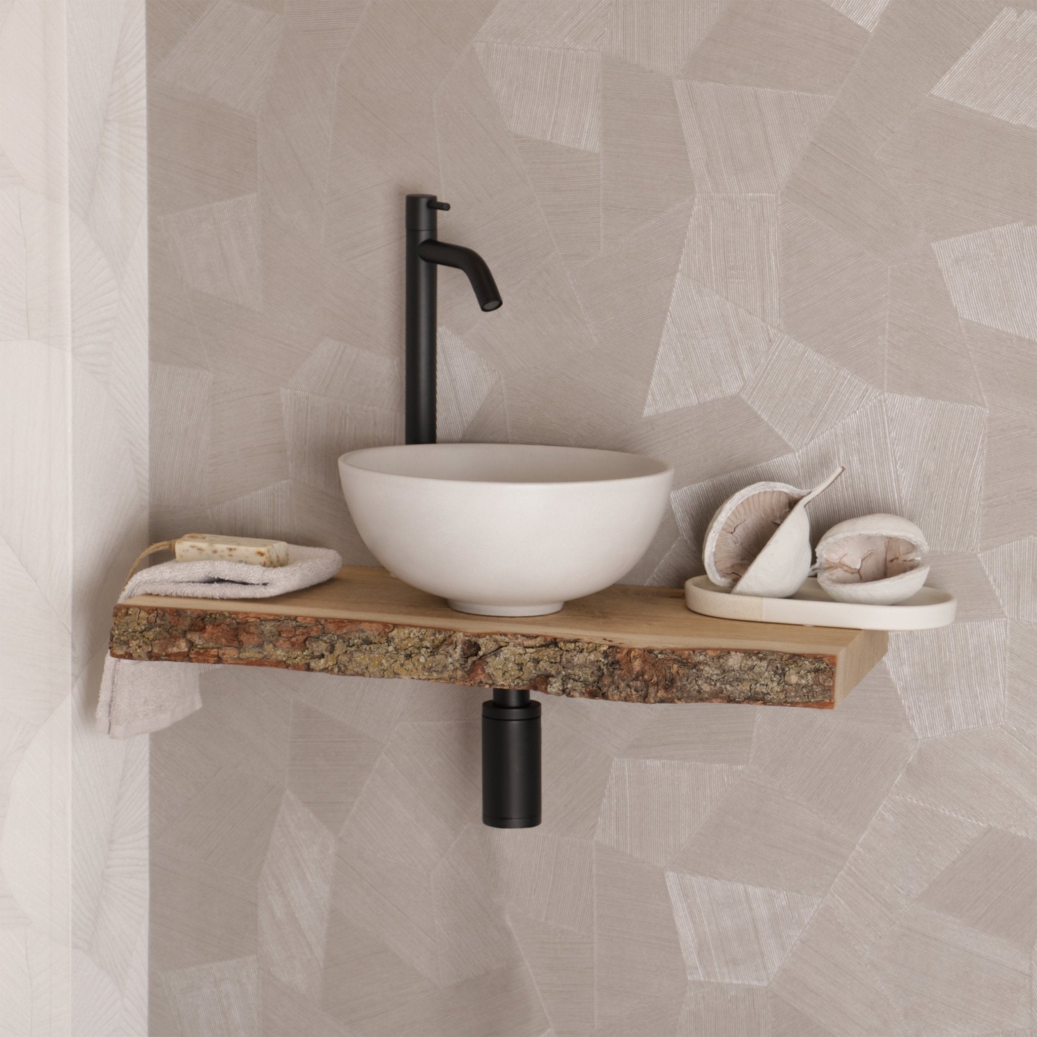 Differnz Slim waskom keramiek | betonlook lichtgrijs | Ø 28.5 x 12.5 cm - Mozaiektegel.com