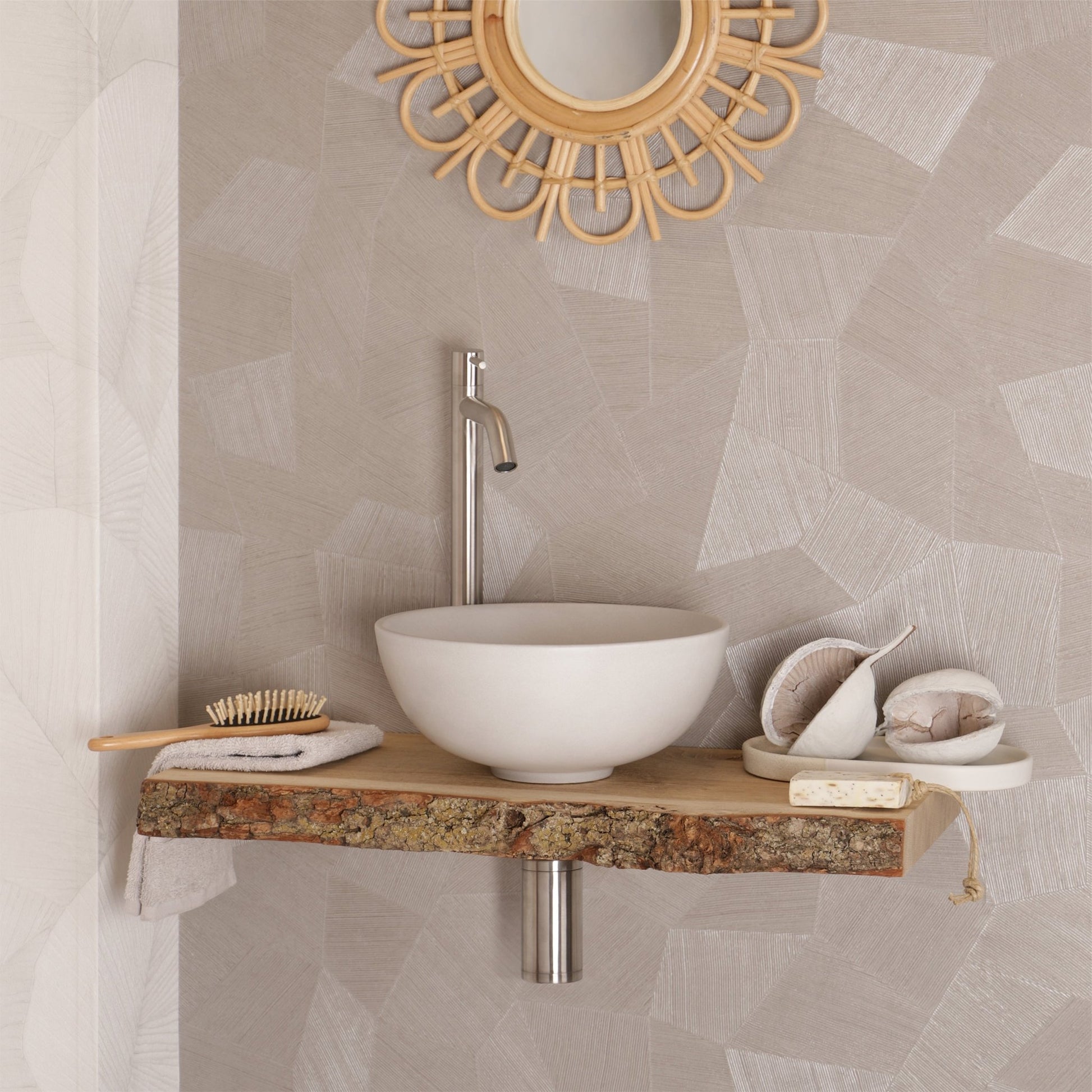 Differnz Slim waskom keramiek | betonlook lichtgrijs | Ø 28.5 x 12.5 cm - Mozaiektegel.com