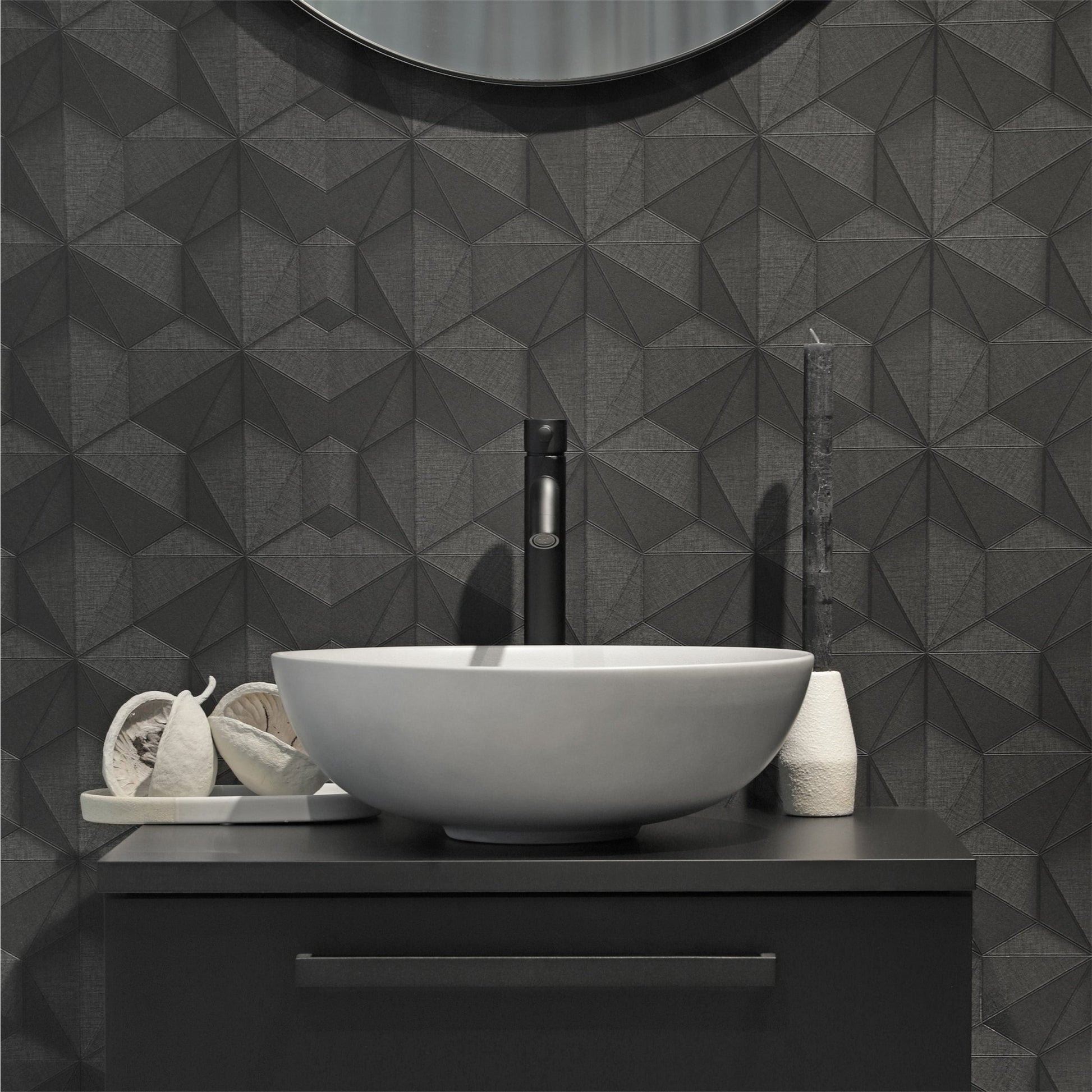 Differnz Slim waskom keramiek | betonlook lichtgrijs | Ø 39.5 x 13.5 cm - Mozaiektegel.com