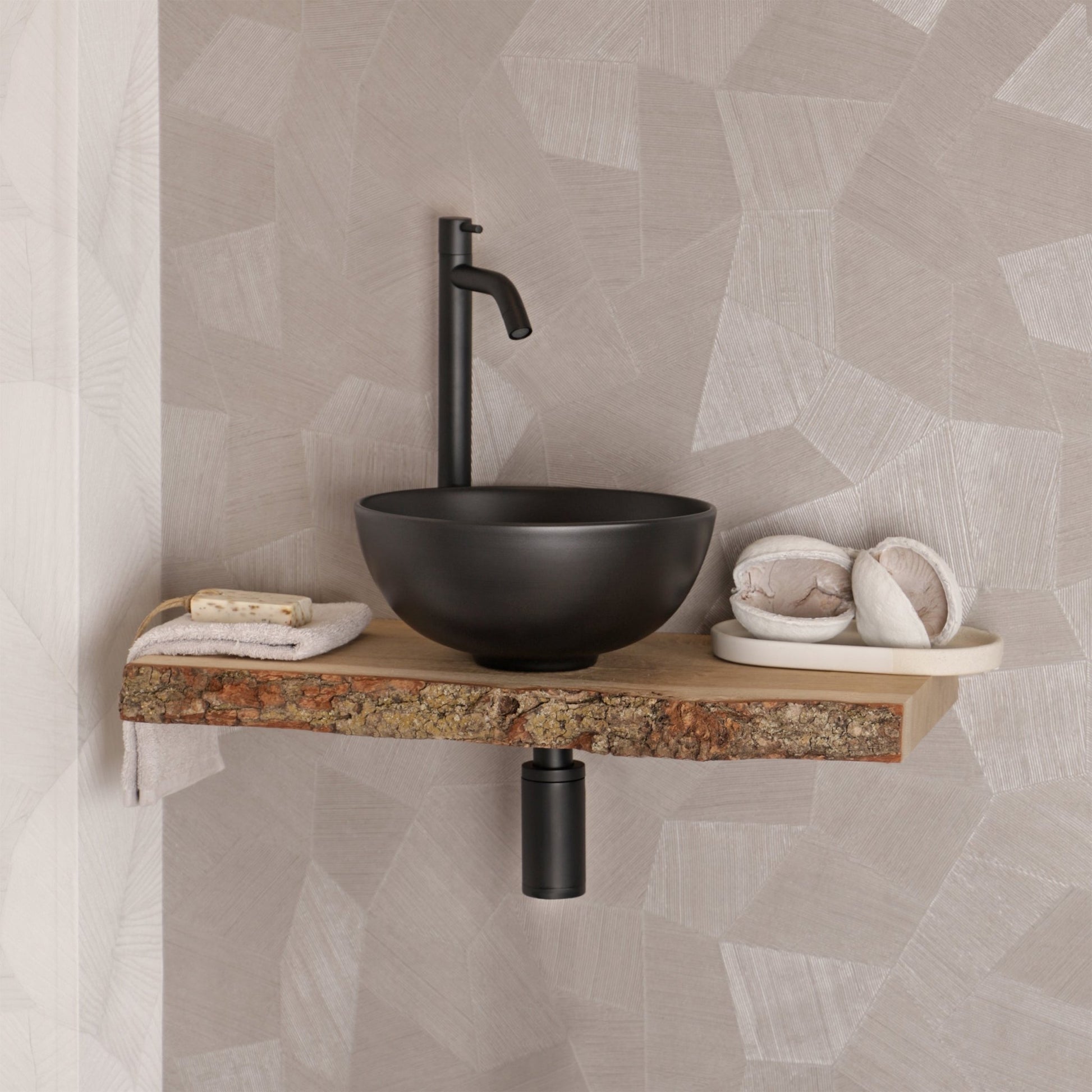 Differnz Slim waskom keramiek | mat zwart | Ø 28.5 x 12.5 cm - Mozaiektegel.com