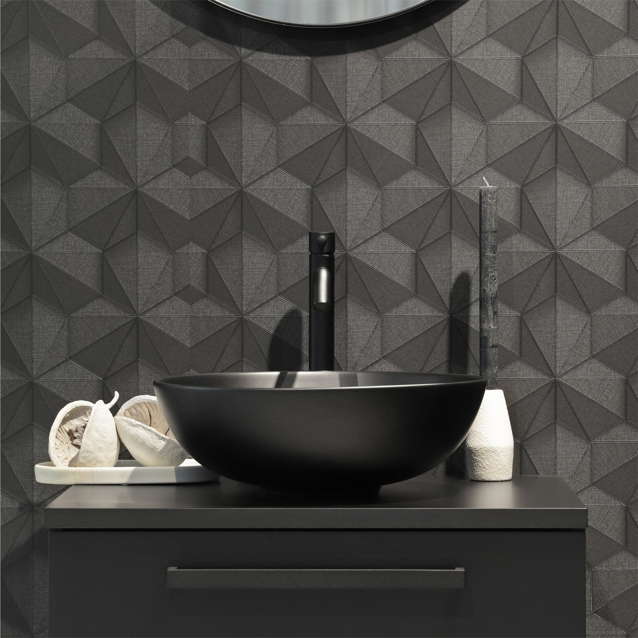 Differnz Slim waskom keramiek | mat zwart | Ø 39.5 x 13.5 cm - Mozaiektegel.com