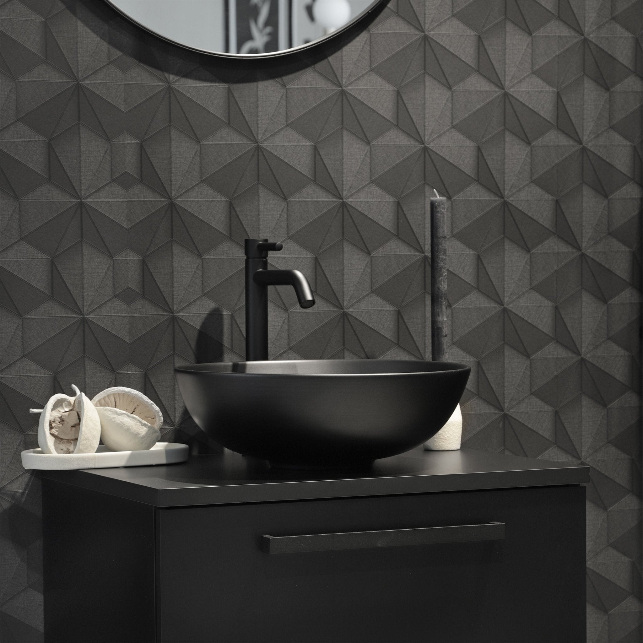Differnz Slim waskom keramiek | mat zwart | Ø 39.5 x 13.5 cm - Mozaiektegel.com