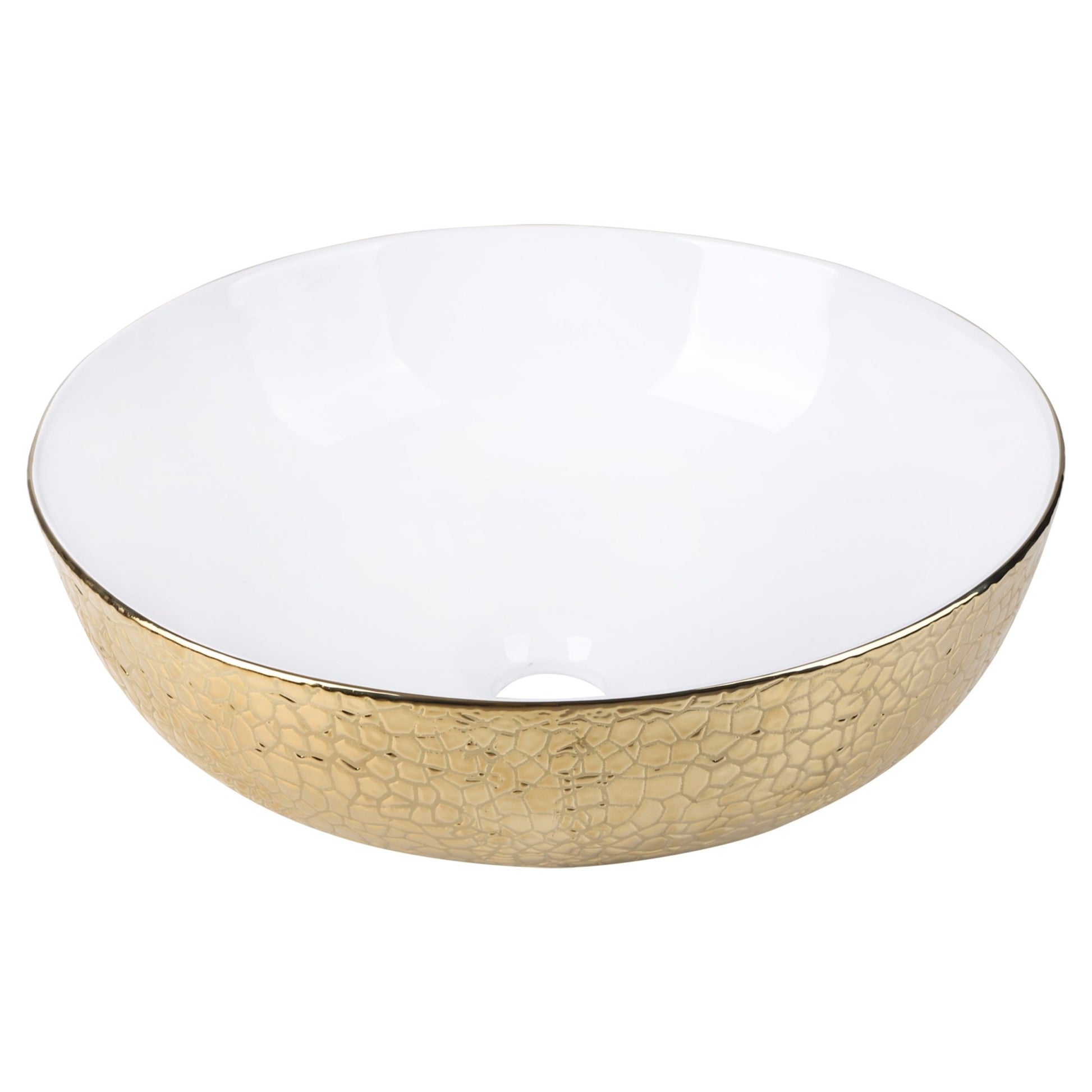 Differnz Snake wastafel keramiek | goud/wit | Ø 40 x 13.5 cm - Mozaiektegel.com