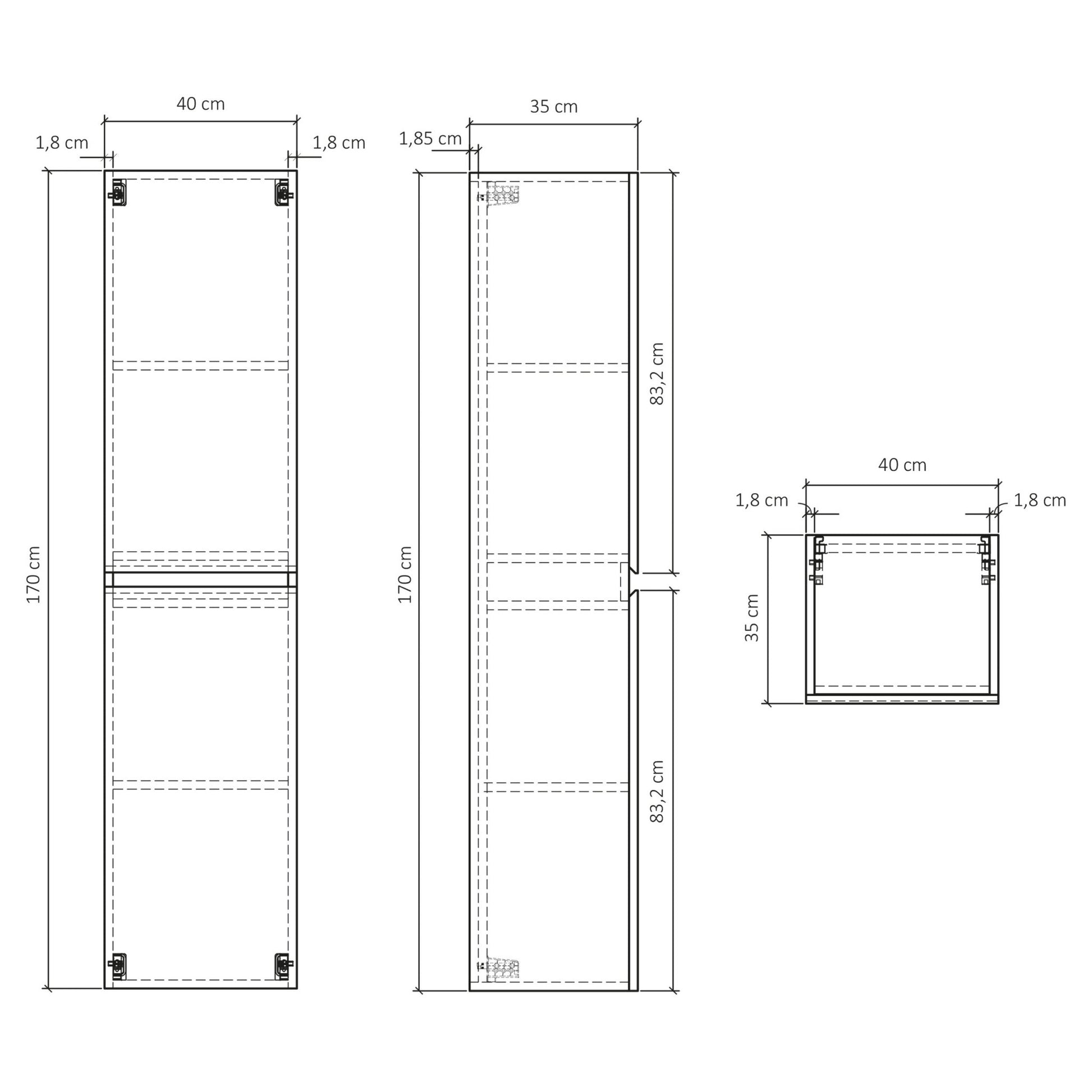 Differnz Sofi hoge kast links/rechts - FSC® | eiken | 170 x 40 x 35 cm - Mozaiektegel.com
