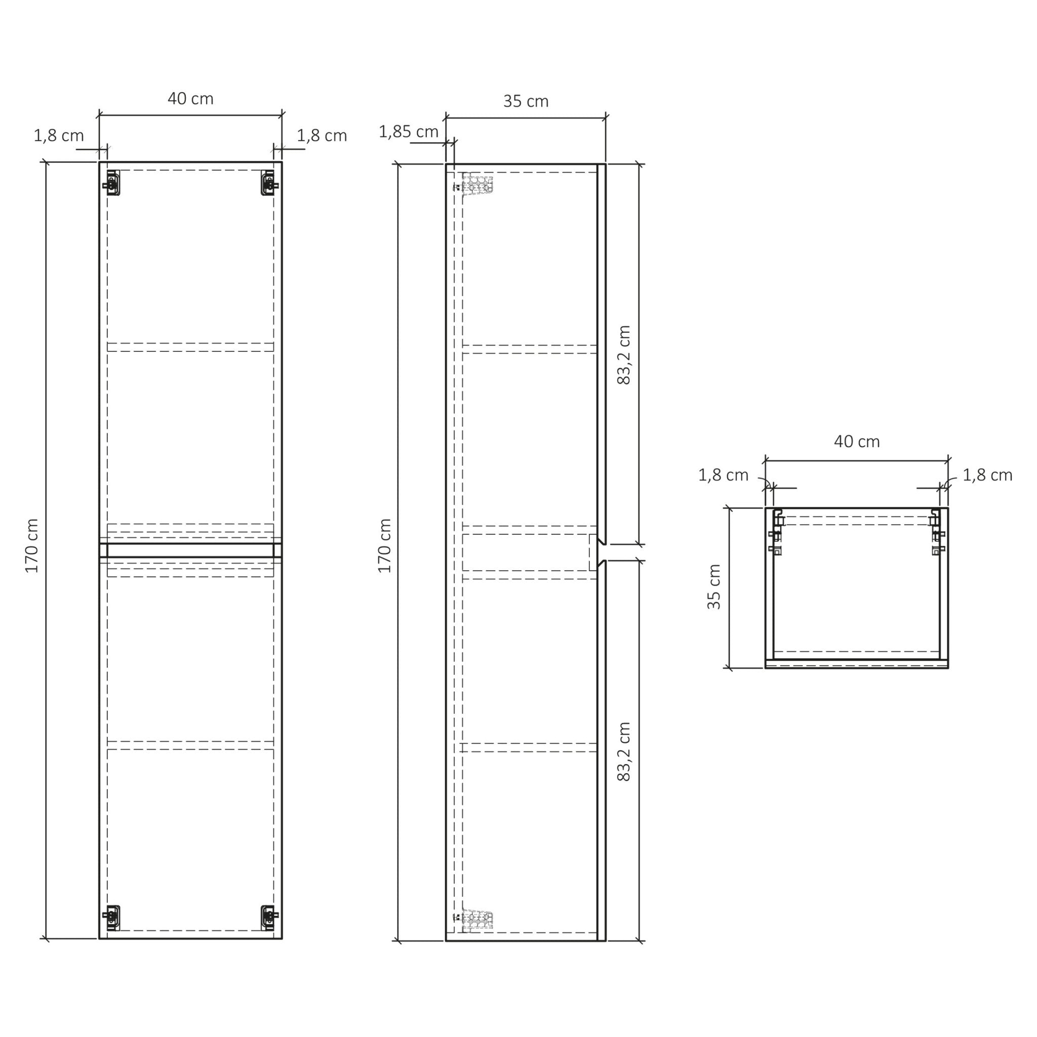 Differnz Sofi hoge kast links/rechts - FSC® | eiken | 170 x 40 x 35 cm - Mozaiektegel.com