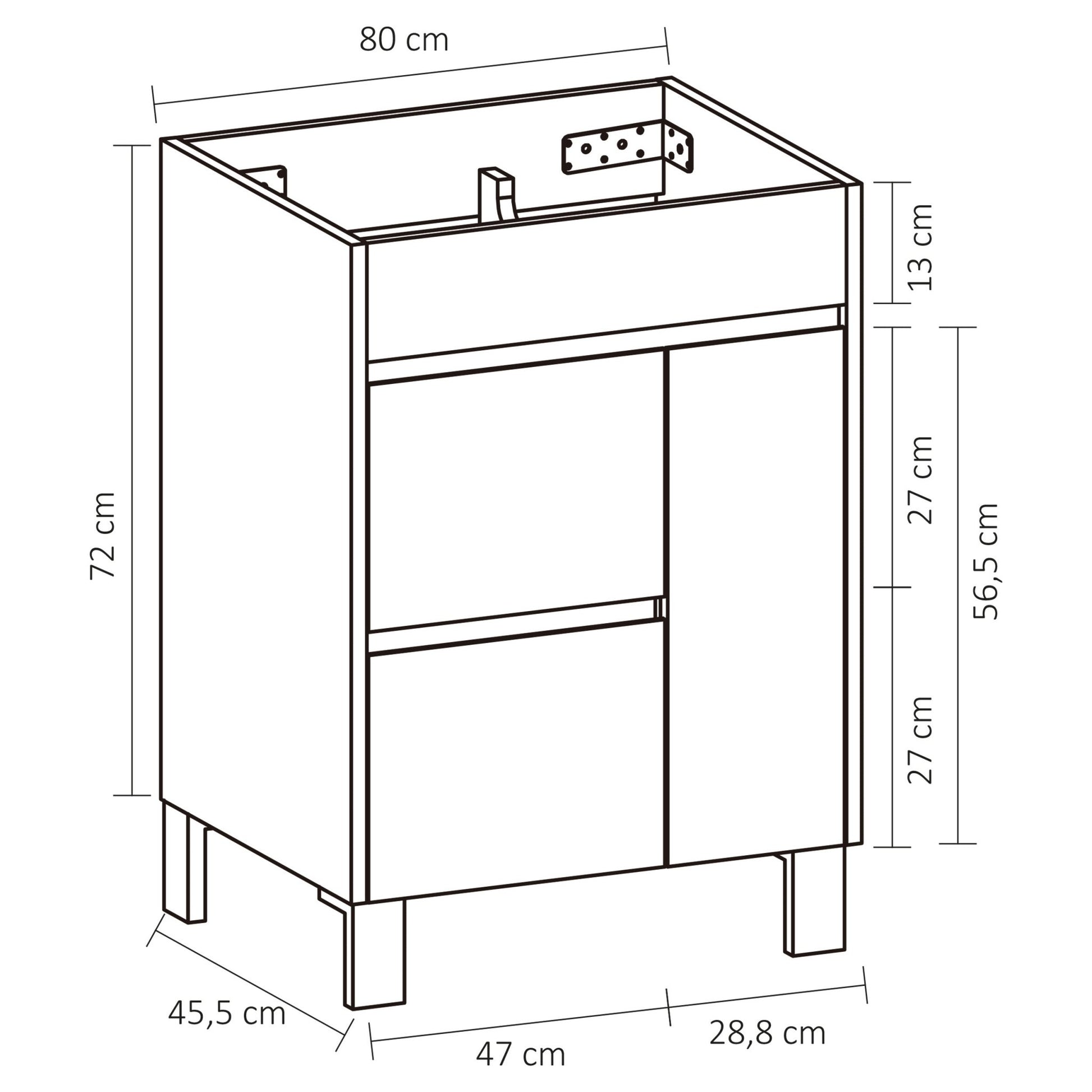 Differnz Sofi onderkast FSC® | licht eiken | 80 x 72 x 45.5 cm - Mozaiektegel.com
