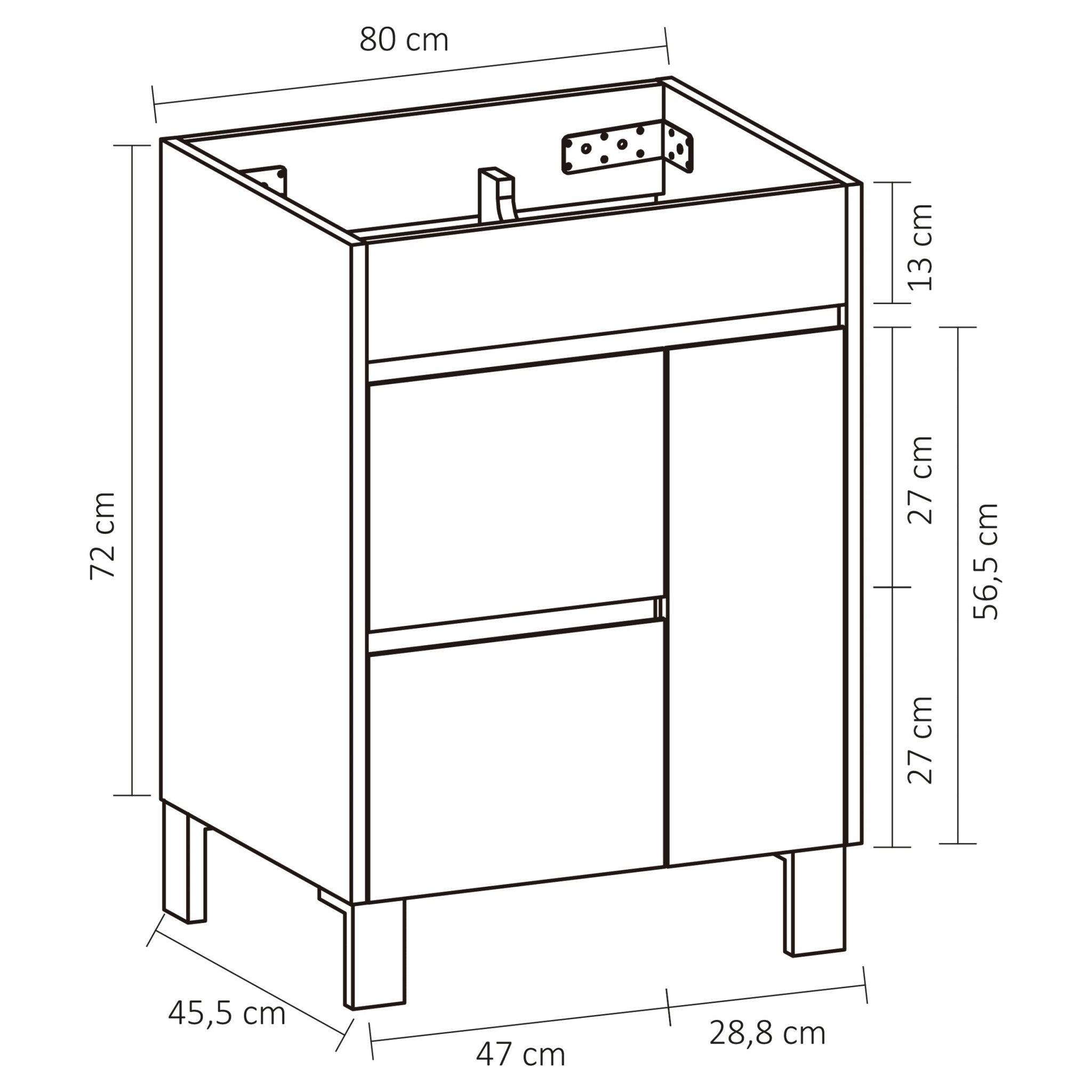 Differnz Sofi onderkast FSC® | licht eiken | 80 x 72 x 45.5 cm - Mozaiektegel.com