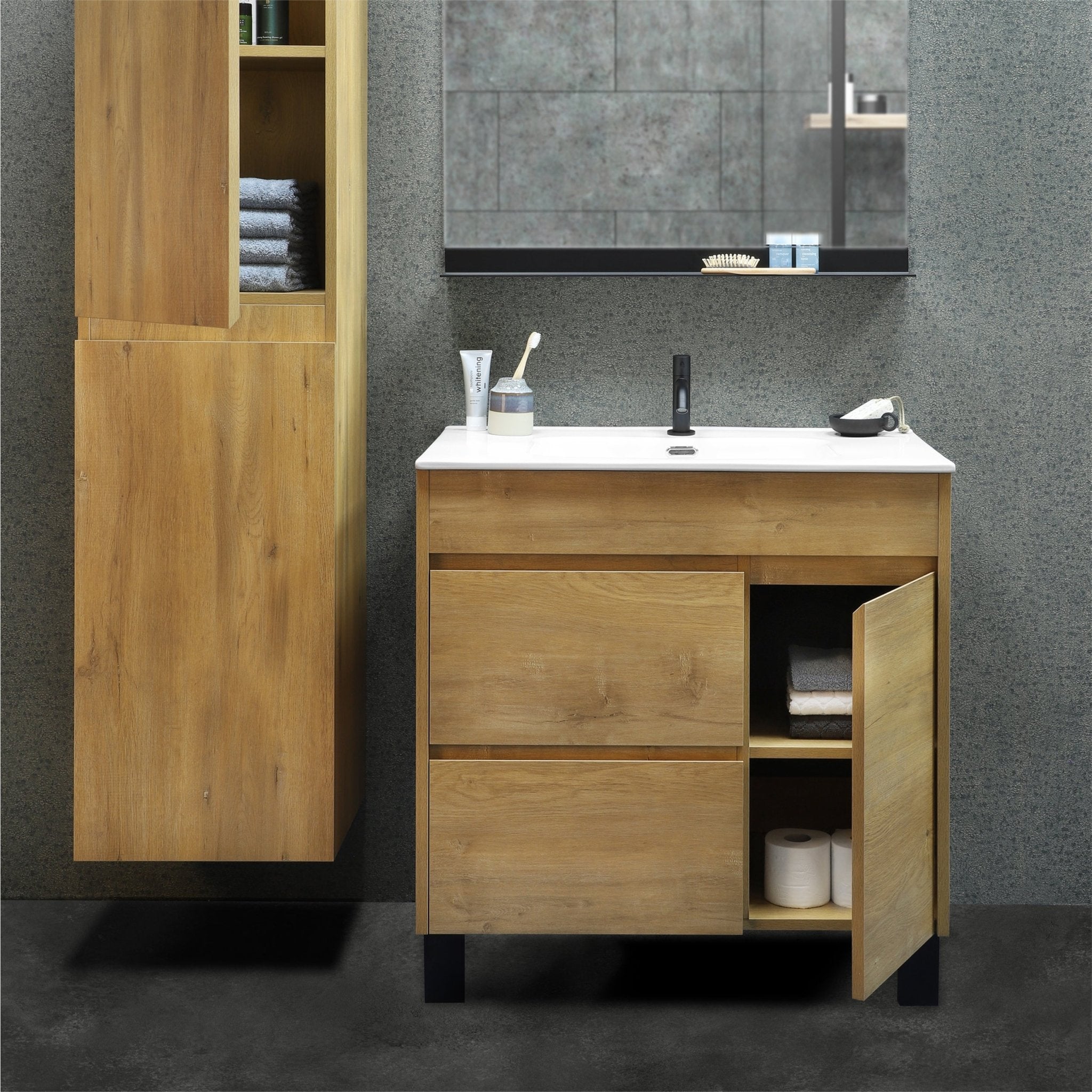 Differnz Sofi onderkast FSC® | licht eiken | 80 x 72 x 45.5 cm - Mozaiektegel.com